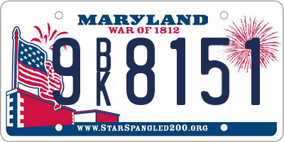 MD license plate 9BK8151