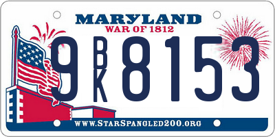 MD license plate 9BK8153