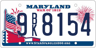 MD license plate 9BK8154