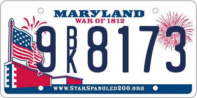 MD license plate 9BK8173
