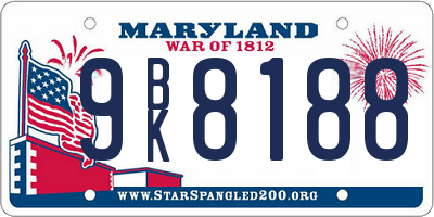 MD license plate 9BK8188