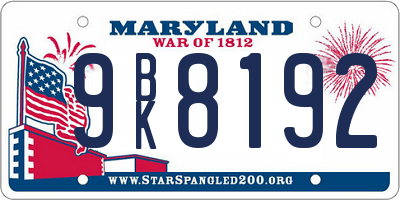 MD license plate 9BK8192