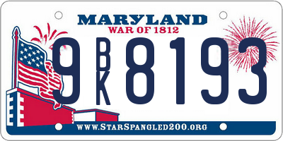 MD license plate 9BK8193