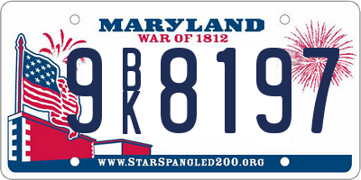 MD license plate 9BK8197