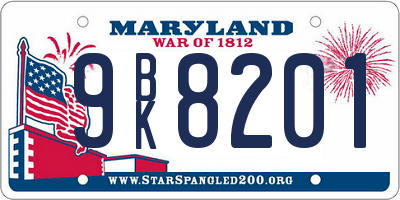 MD license plate 9BK8201