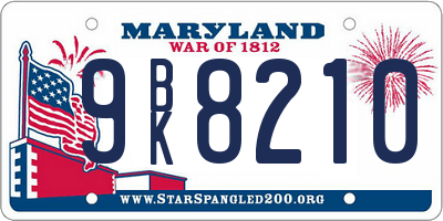 MD license plate 9BK8210