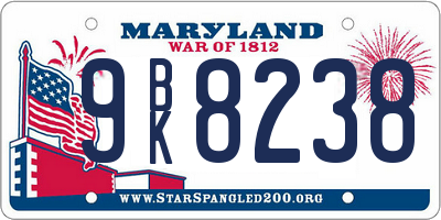 MD license plate 9BK8238
