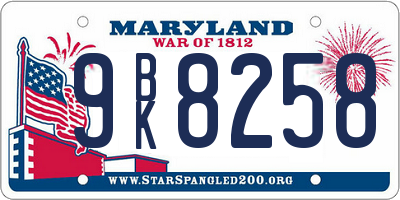 MD license plate 9BK8258
