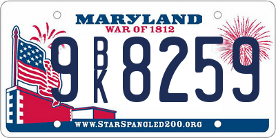 MD license plate 9BK8259