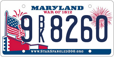 MD license plate 9BK8260