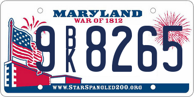MD license plate 9BK8265