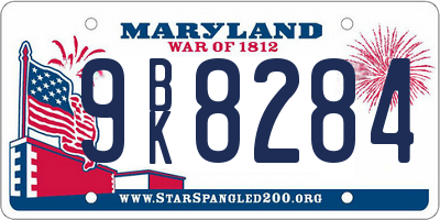 MD license plate 9BK8284
