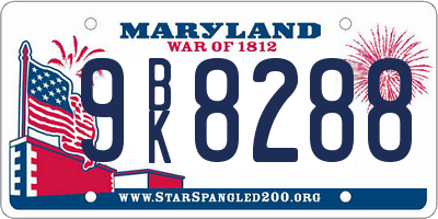 MD license plate 9BK8288