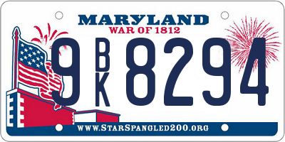MD license plate 9BK8294