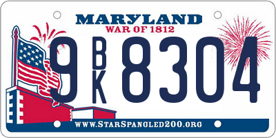 MD license plate 9BK8304