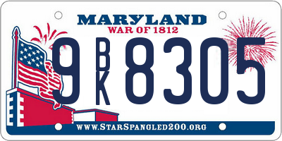 MD license plate 9BK8305