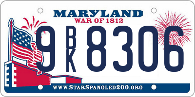 MD license plate 9BK8306
