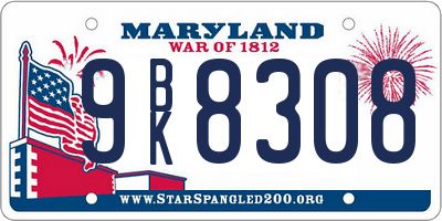 MD license plate 9BK8308