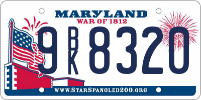 MD license plate 9BK8320