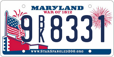 MD license plate 9BK8331