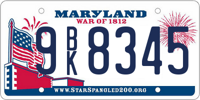 MD license plate 9BK8345