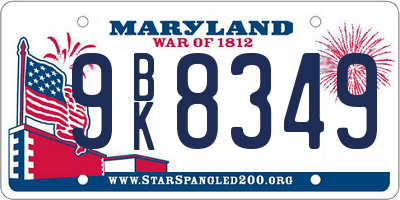 MD license plate 9BK8349