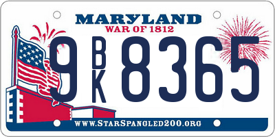 MD license plate 9BK8365