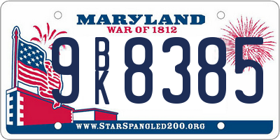 MD license plate 9BK8385