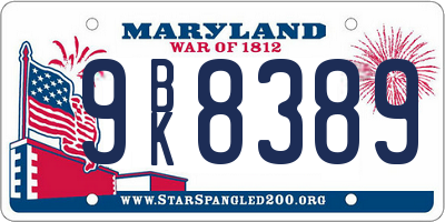 MD license plate 9BK8389