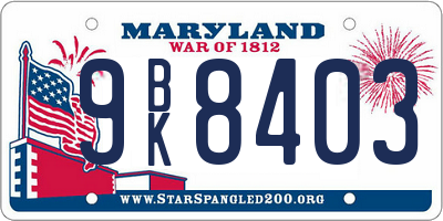 MD license plate 9BK8403