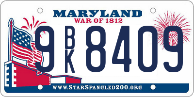 MD license plate 9BK8409