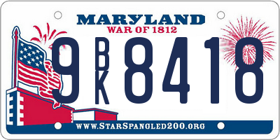 MD license plate 9BK8418