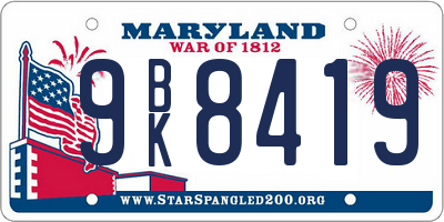 MD license plate 9BK8419
