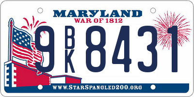 MD license plate 9BK8431