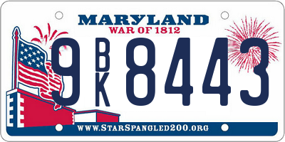 MD license plate 9BK8443