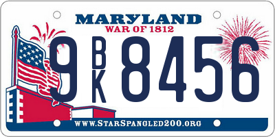MD license plate 9BK8456