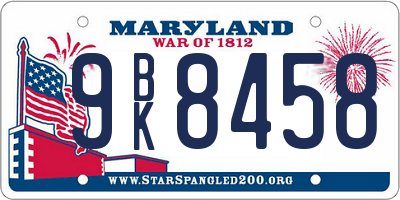MD license plate 9BK8458