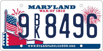 MD license plate 9BK8496