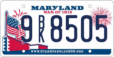 MD license plate 9BK8505