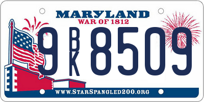 MD license plate 9BK8509