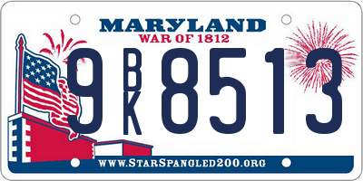 MD license plate 9BK8513