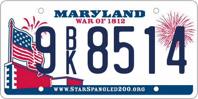 MD license plate 9BK8514