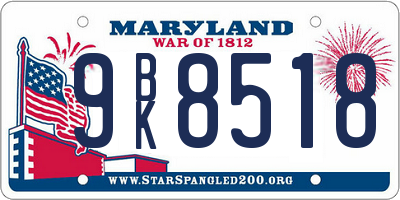 MD license plate 9BK8518