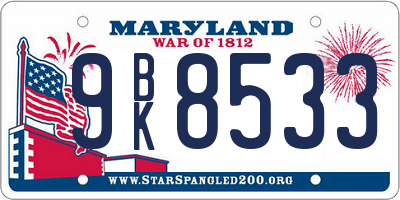 MD license plate 9BK8533