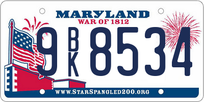 MD license plate 9BK8534