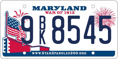 MD license plate 9BK8545