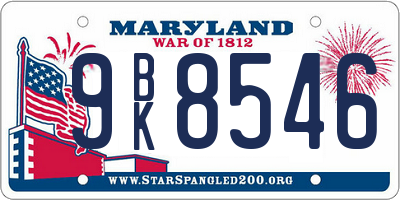 MD license plate 9BK8546