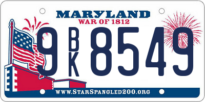 MD license plate 9BK8549