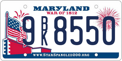 MD license plate 9BK8550