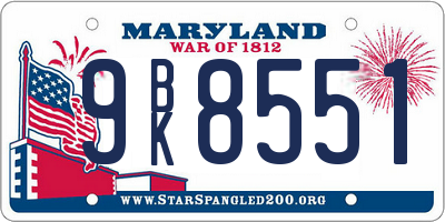 MD license plate 9BK8551